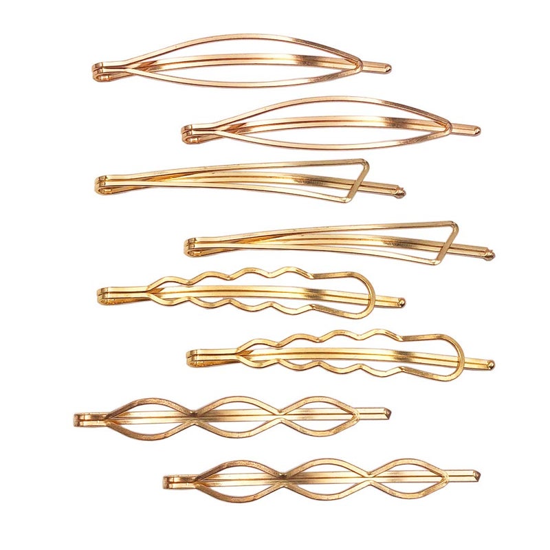 Messen Hair Pins Set Geometric Hair Clips Metal Hairpin Minimalist Hair Styling Jewelry Hair Clamps Accessories Barrettes Gold Bobby Pin for Girl Women (8 Pieces,Style 7) - Image 1